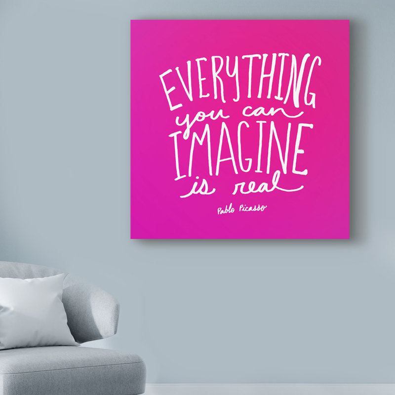 « imagine rose », art textuel sur toile tendue, H 24 po x l 24 po x P 2 po