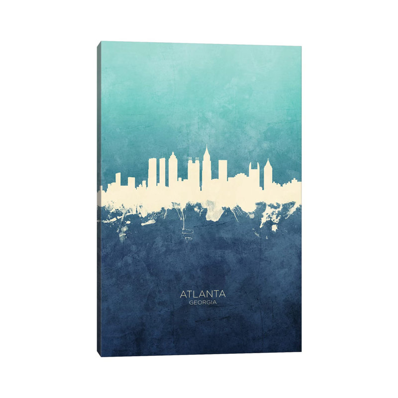Atlanta Georgia Skyline Navy Cyan by Michael Tompsett - Wrapped Canvas Print, 66.04 cm H x 45.72 cm W x 3.175 cm D