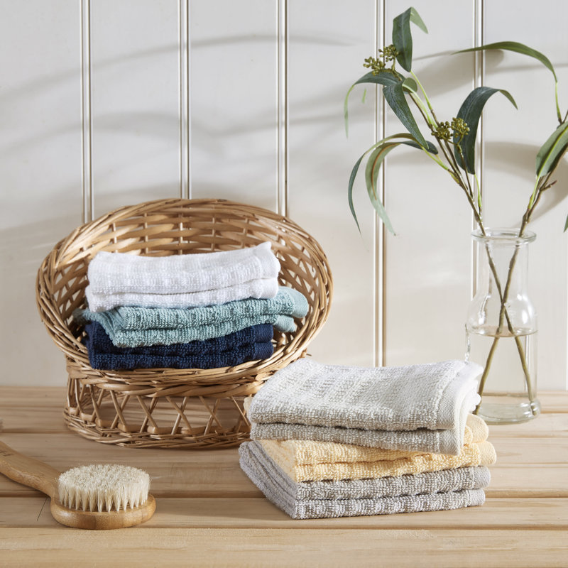 12 Piece 100% Cotton Washcloth Towel Set, Dark Blue