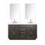 Brown Oak Double Bath Vanity 60 In. W X 22 In. D, Carrara Marble Top, Faucet Set, And 28 In. Mirrors-118024616
