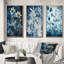 «Fleurs botaniques rétro en bleu délavé rétro I», 3 pièces sur toile-1786073119-1786073112