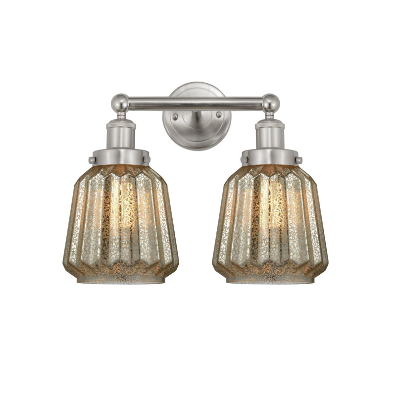 Éclairage pour meuble-lavabo à intensité variable à 2 lumières Aretzy, Mercurisé, Nickel satiné brossé