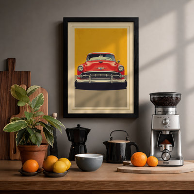 Vintage Red Auto Retro - Framed Print