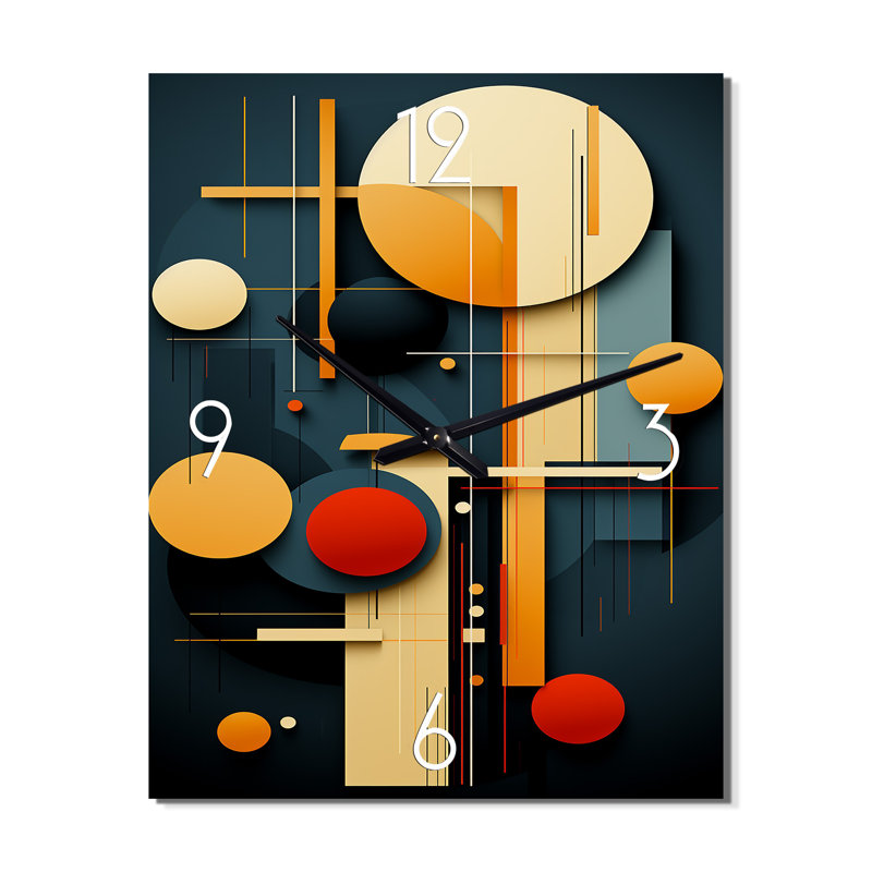 Retro Bliss, abstrait circulaire géométrique V - horloge murale moderne abstraite, H 32 po x l 24 po x P 1 po