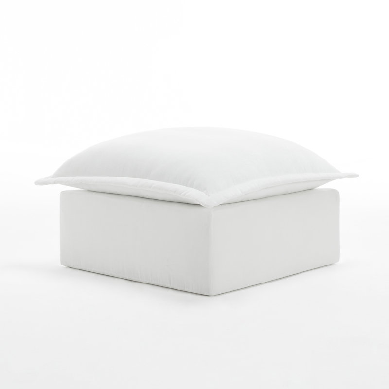 31.8cm Wide Square Solid Colour Ottoman, White