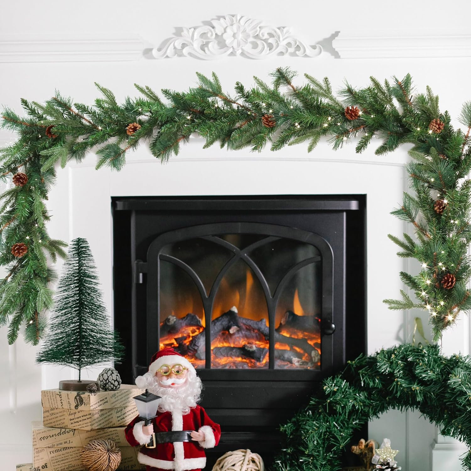 12'' in. Lighted Faux Pine Garland, 9' L