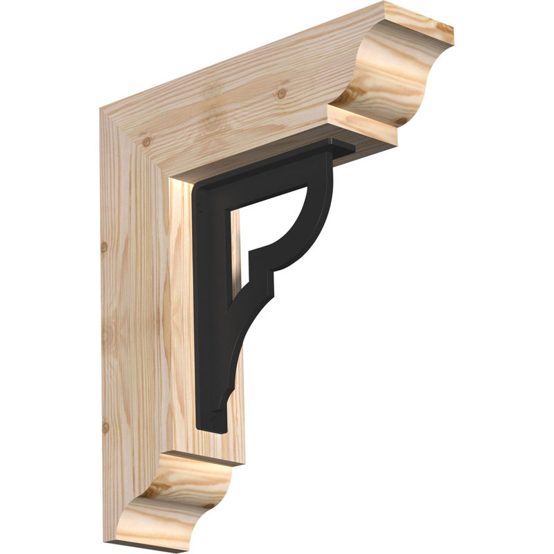 Support simple en fer Bradford 8 po, H 20 po x P 18 po, Sapin de Douglas l 3 1/2 po x T 4 po (lisse)