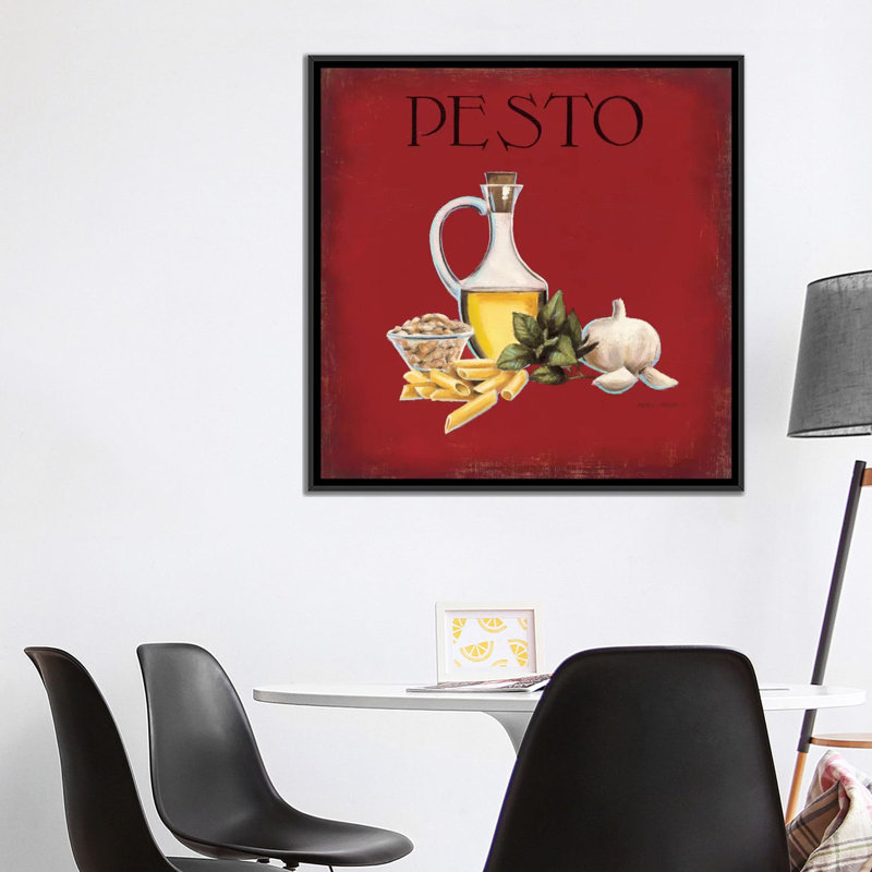 « pesto », impression sur toile, H 18 po x l 18 po x P 1,5 po, Toile avec cadre noir, Pas de tapis