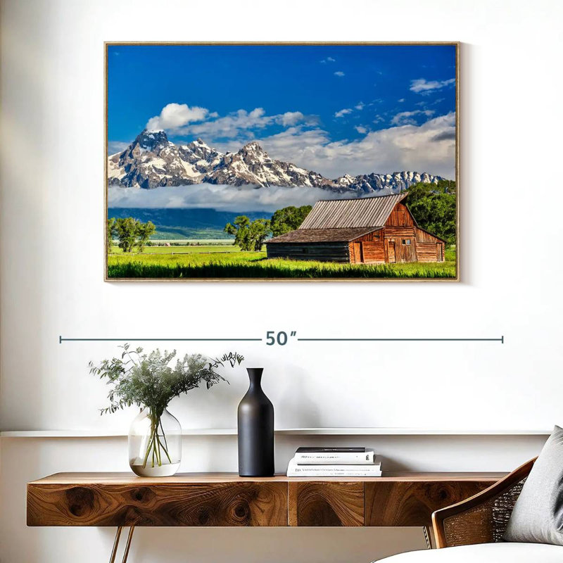 Grand Teton Mormon Barn, Cadre flottant en bois naturel, 40 po x 27 po