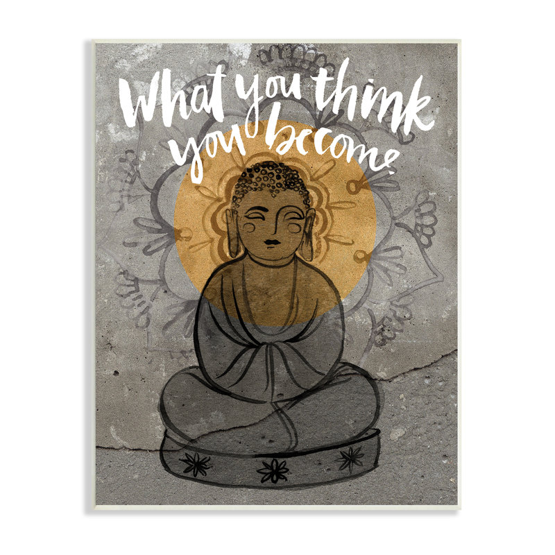 Ce que vous pensez que vous devenez un motif floral de Bouddha, Plaque murale, H 19 po x l 13 po