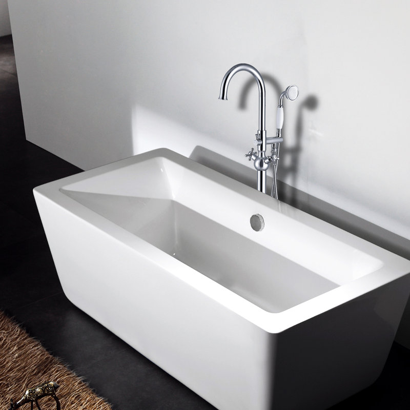 Modern Freestanding Tub Faucet With Hand Shower In . Metal Construction. 46.13In D, 6.68In W, H, 9.4Lb. Full Body Spray Bathtub Shower. , 46" 6.5" 9.5 Lb. For Relaxing Bath Time