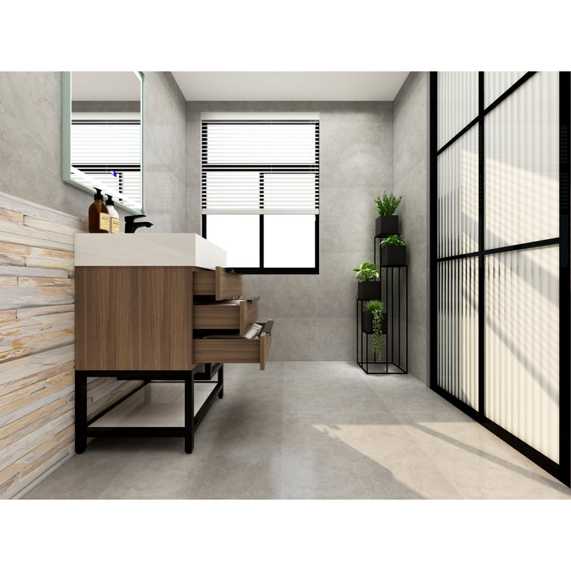 Jessica 23.5'' Single Bathroom Vanity with Stone Top, Wood
