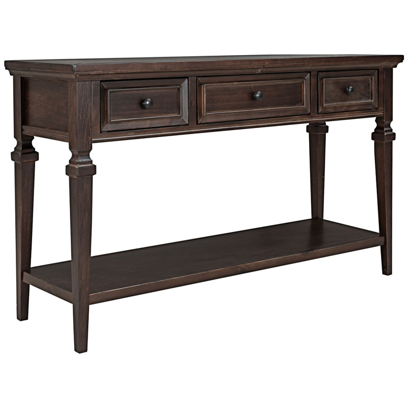 Console avec tiroirs et tablette inférieure ouverte, Espresso