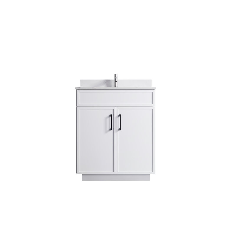 36" White Plywood Freestanding Vanity with Cultured Marble Top