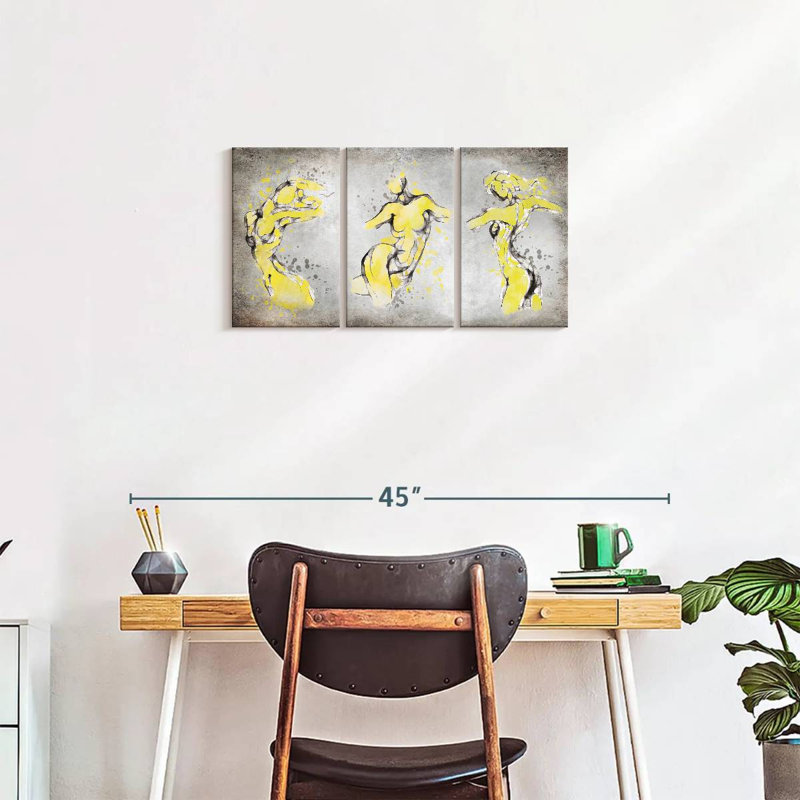 Figurine féminine, reproduction d'art sur toile, H 15 po x l 32 po x P 1,25 po