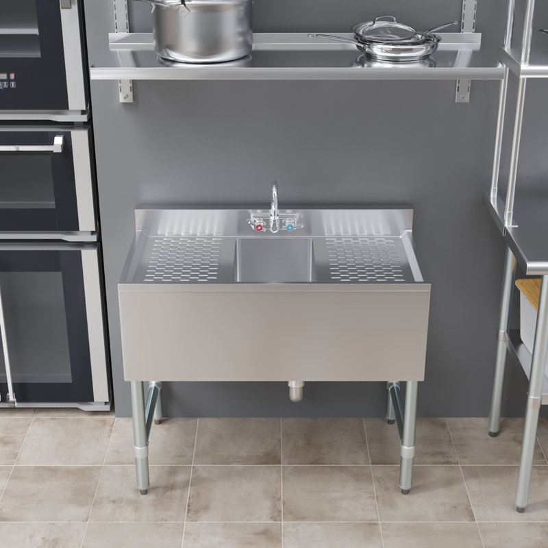 Évier encastrable 36 po x 19 po à un compartiment avec deux égouttoirs et robinet