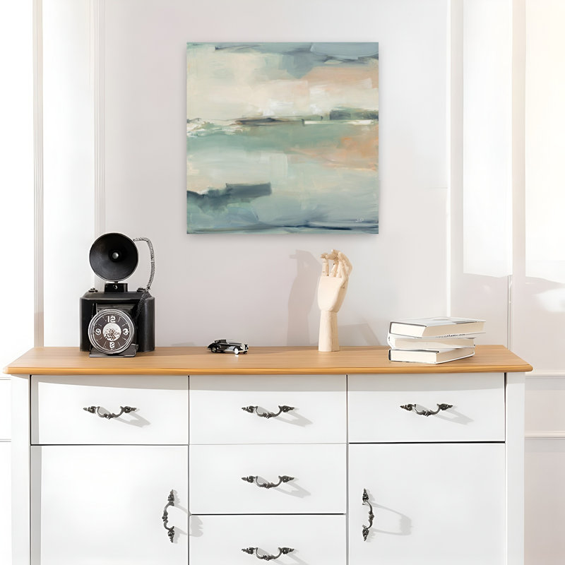 Coastal Calm Waters avec art abstrait bleu, H 18 po x l 18 po