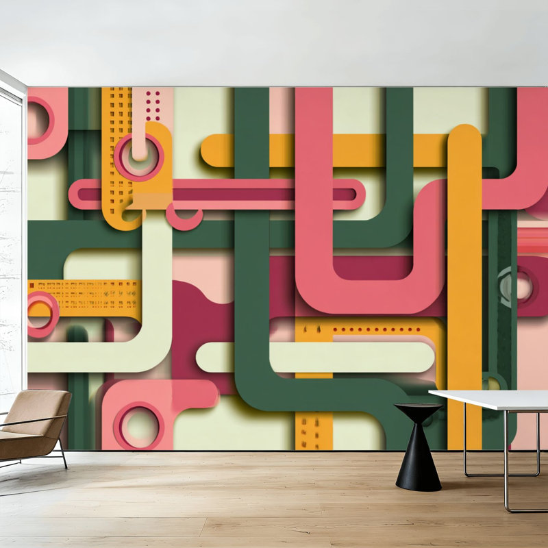 Papier peint adhésif pelez et collez, rayures abstraites brun et beige, art mural autoadhésif et amovible