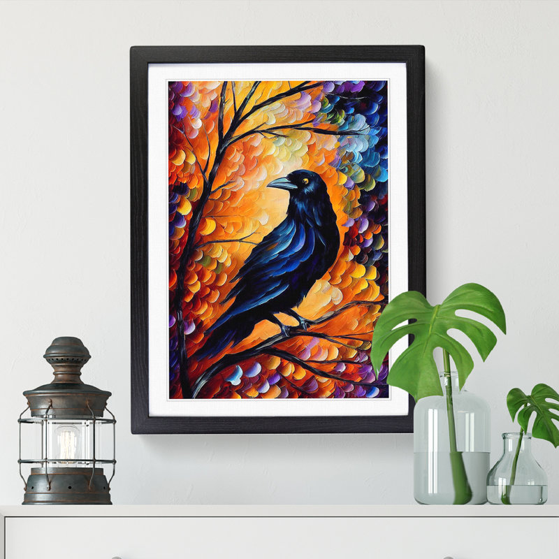 Raven Bird Vol.2 - Single Picture Frame Painting, Black, 34cm H x 25cm W x 2cm D