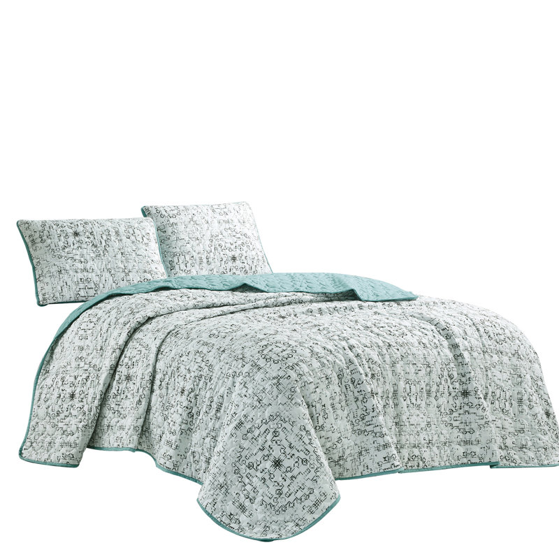 Farmhouse / Country Geometric Shapes Coverlet, Queen Bedspread + 2 Pillow Shams