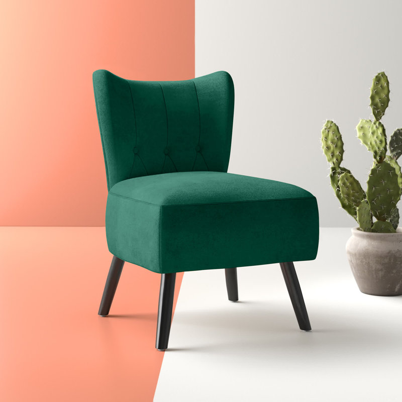 Dechane 22.5" Modern & Contemporary Accent Chair with Velvet Fabric Upholstery, Button-Tufted Back, Foam Over Pocket Coils