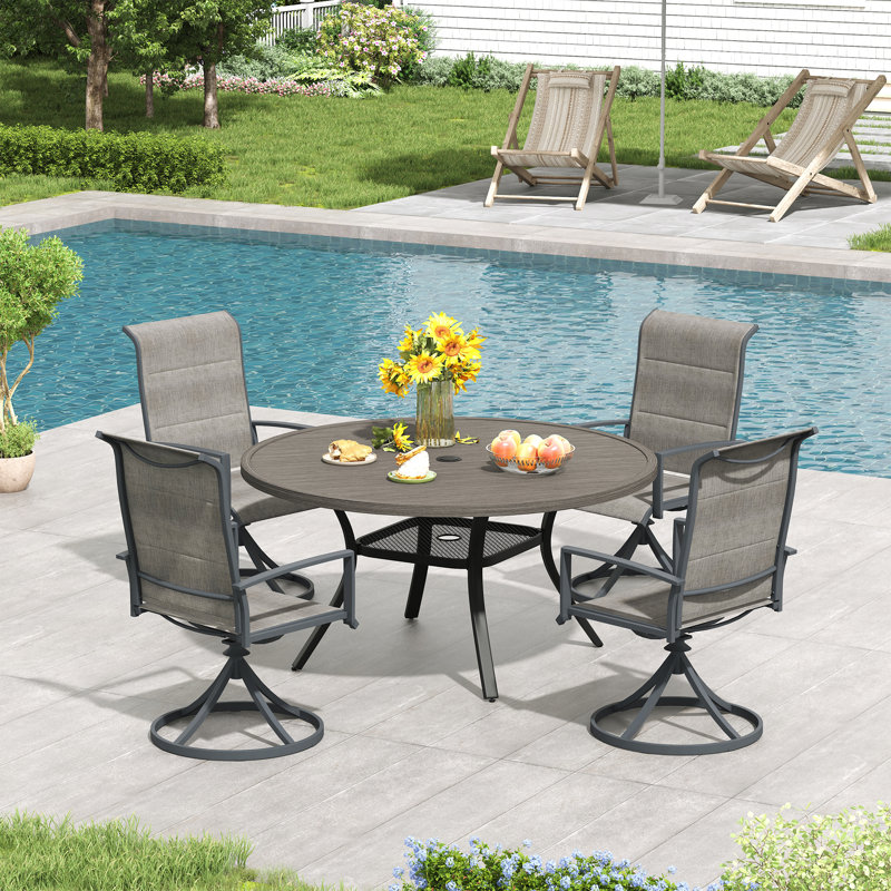 4-Person Outdoor Dining Set, Gray Woodlike/Gray