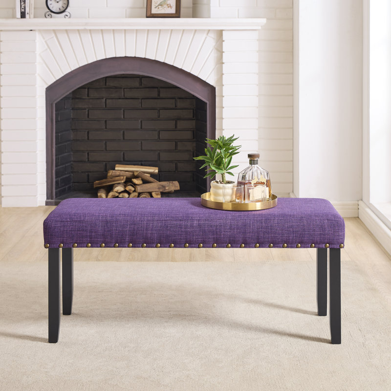 Banc de salle à manger en tissu avec garniture cloutée, Mauve