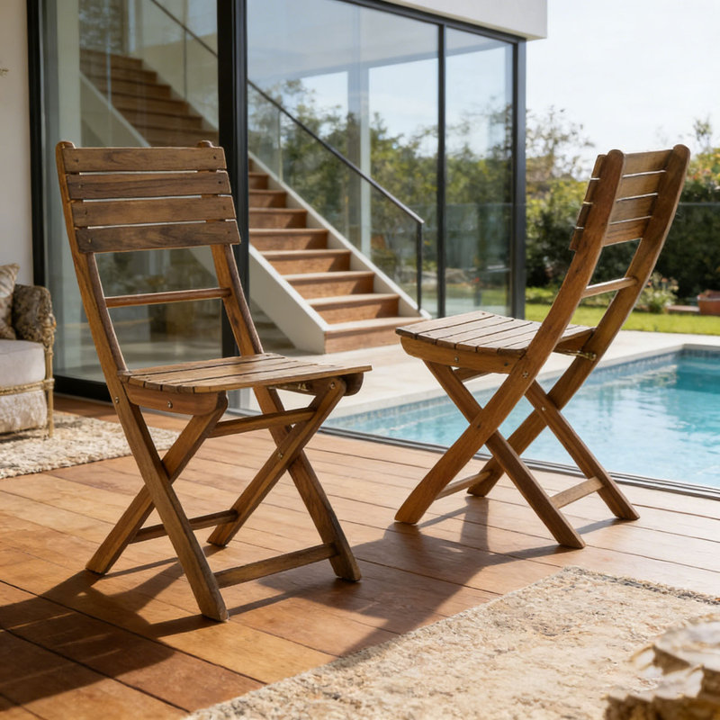 Chaise d'extérieur pliante en bois d'acacia