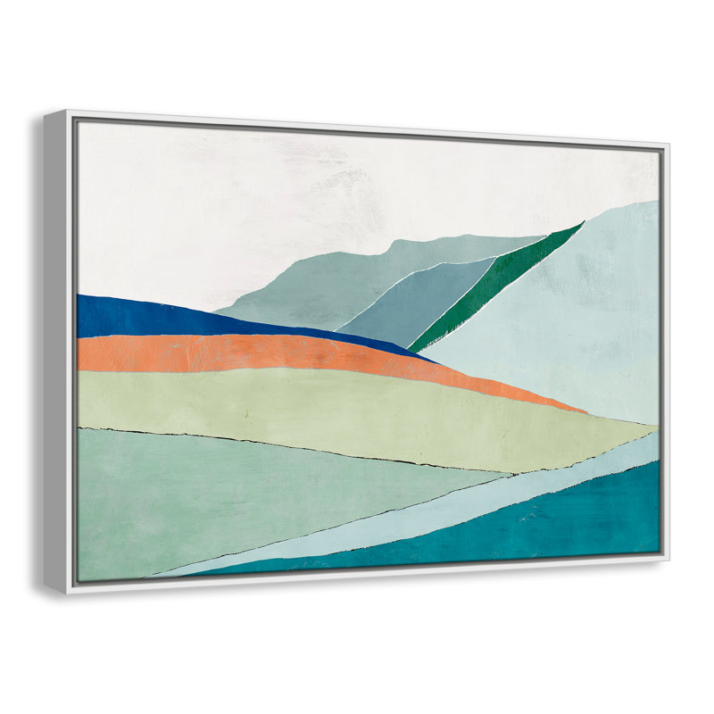 Camuto Hills Beneath Roving Sun - Painting Print, 25.5" H x 37.5" W x 2" D, White Framed Canvas