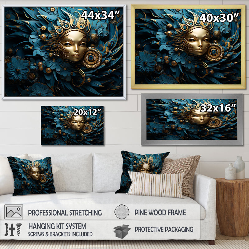 «Hinduism Matsyas God Aquatic Azure I», reproduction sur toile, Toile tendue, H 30 po x l 40 po