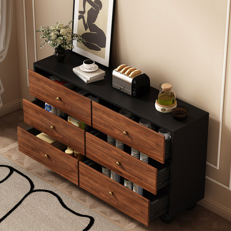 Buffet décoratif rétro en bois massif noir