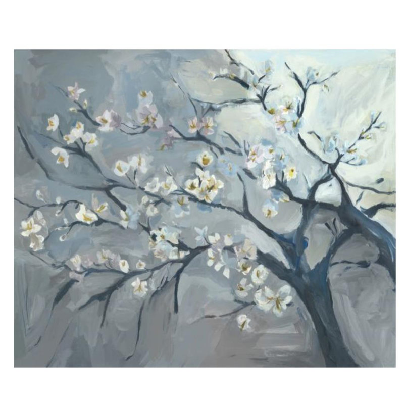 «Branching Off I» par Fern Cassidy - Peinture sur toile, Couche de verre, H 24 po x l 29 po