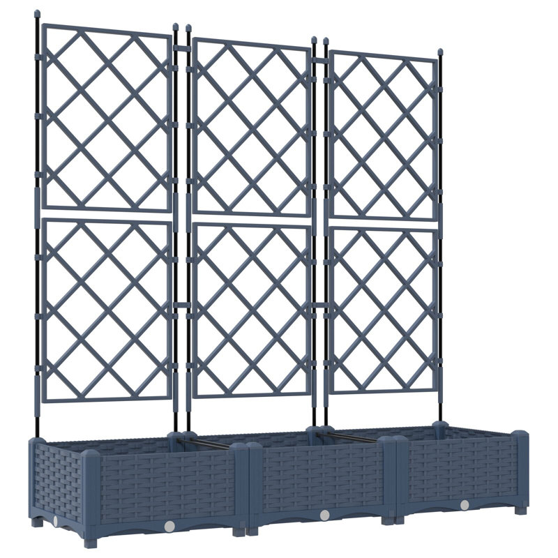 Garden Planter Steel Outdoor Container Modern Decor Terrace Stylish Pot, 125.5cm x 120cm x 40cm, Grey