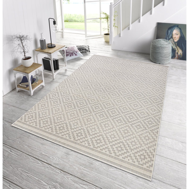 Flatweave Rug in Grey/Cream, Rectangle 80 x 150cm