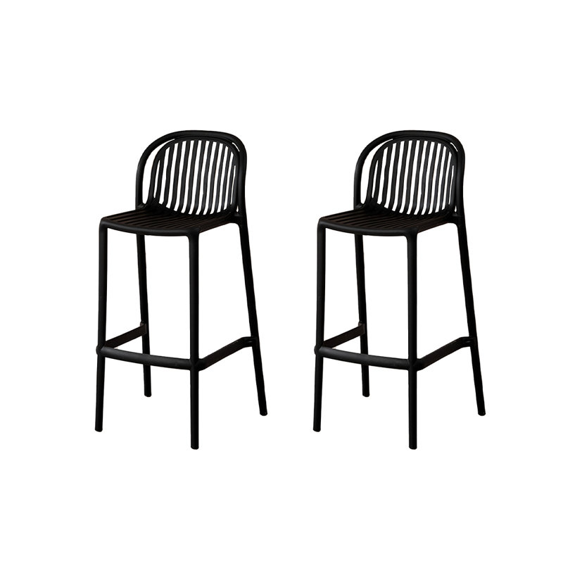 Modern And Simple Stackable Plastic High-Legged Backrest Bar Stools, Black