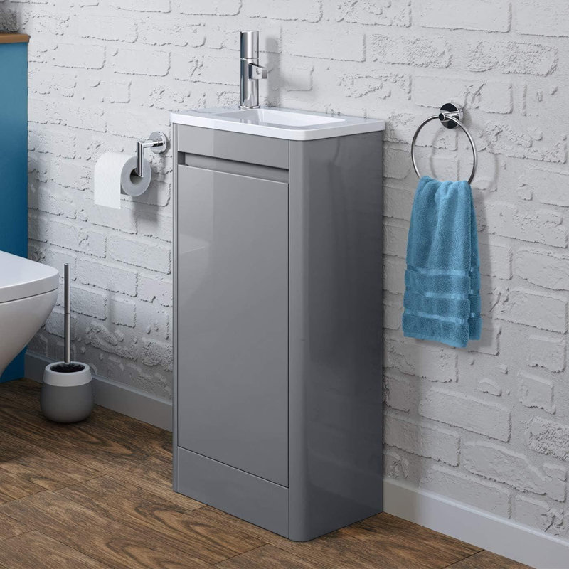 iBathUK Cloakroom Floor Standing Vanity Unit With Basin - Tap Hole