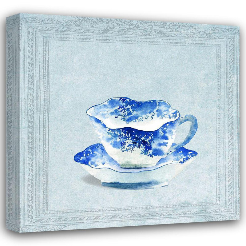 Art sur toile tendue par Red Barrel Studio® Dolzhenko, Anna, titré: Tasse à thé à motif rétro, H 15 po x l 15 po