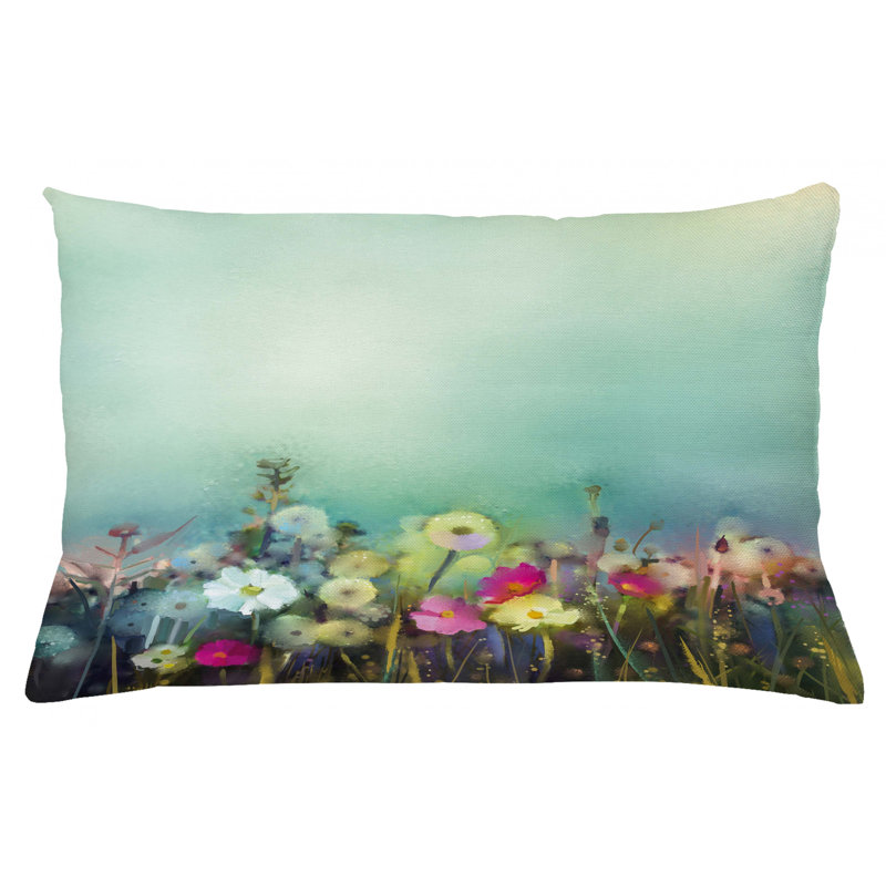 Housse de coussin lombaire intérieur/extérieur fleur, 16 po x 26 po