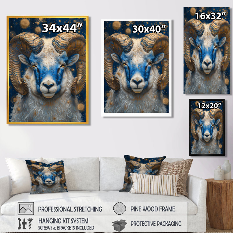 Bleu ciel, astrologie, étoile étoilée, Serenade Aries II, Toile tendue, H 20 po x l 12 po x P 1 po