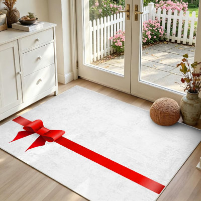 Red Machine Washable,Gift Card with Place for Indoor Area Rug