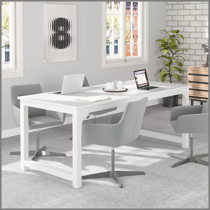 Bureau de direction 70,8 pouces, grand poste de travail moderne avec cadre en métal épais pour la maison et le bureau