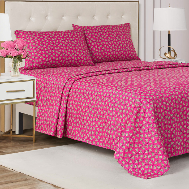 Juicy Couture Printed Microfiber Sheet Set, Leopard Heart, Queen