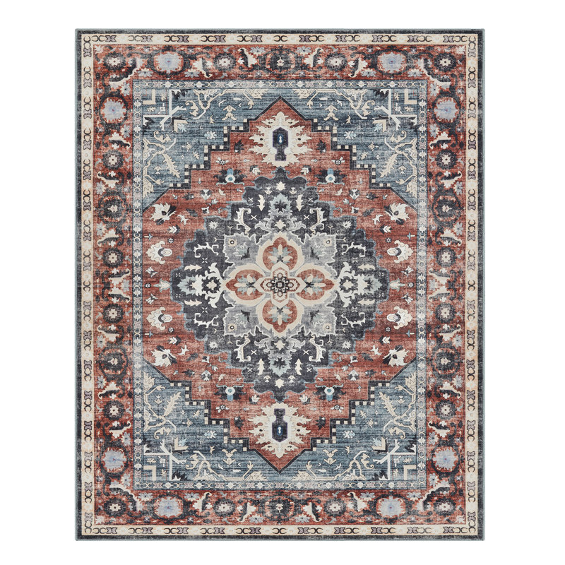 Autavia Area Rug, Non-Slip Carpet, Traditional Vintage Style, Machine Washable, Rectangle 8*10