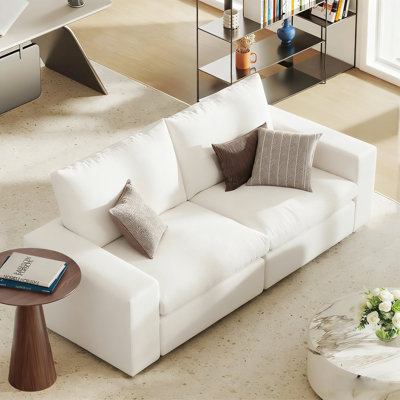78.7" Modular Loveseat Sofa, Deep Seat Comfy Cloud Couch, White Couches for Living Room