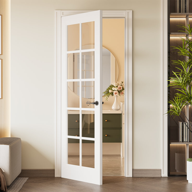 Porte en bois massif et bois manufacturé apprêté 10-Lite Clear Glass sans cadre ni quincaillerie, 30 po x 80 po