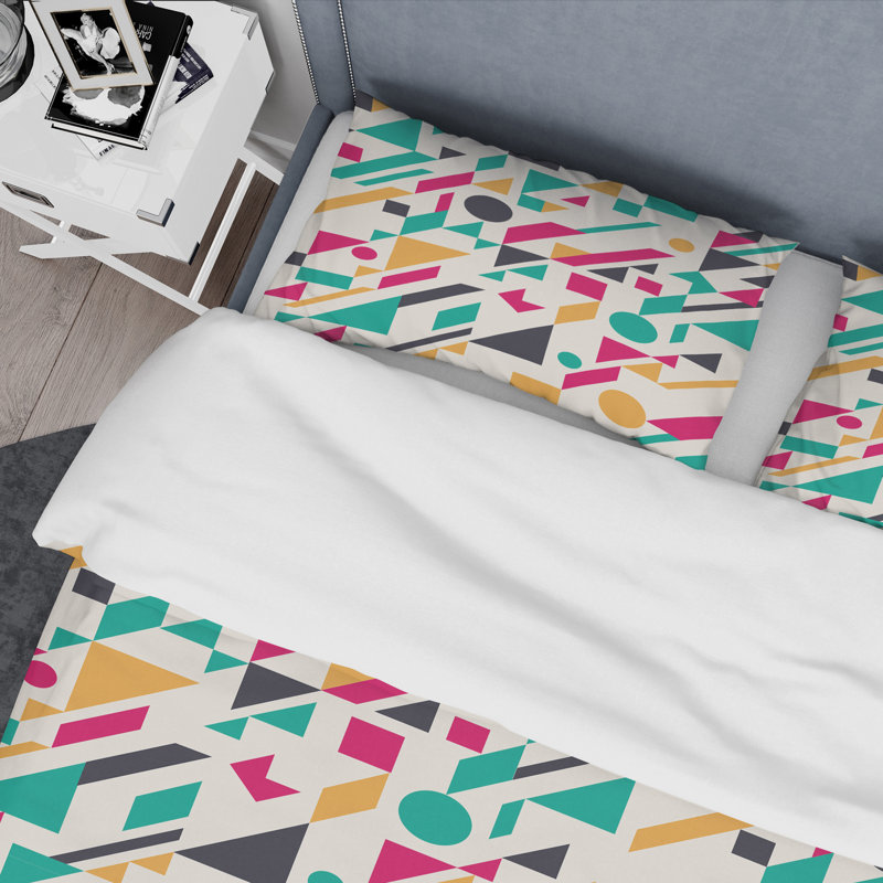Modern & Contemporary Polyester Twill Geometric Shapes Duvet Cover, Twin Duvet Cover + 1 Sham, Retro III