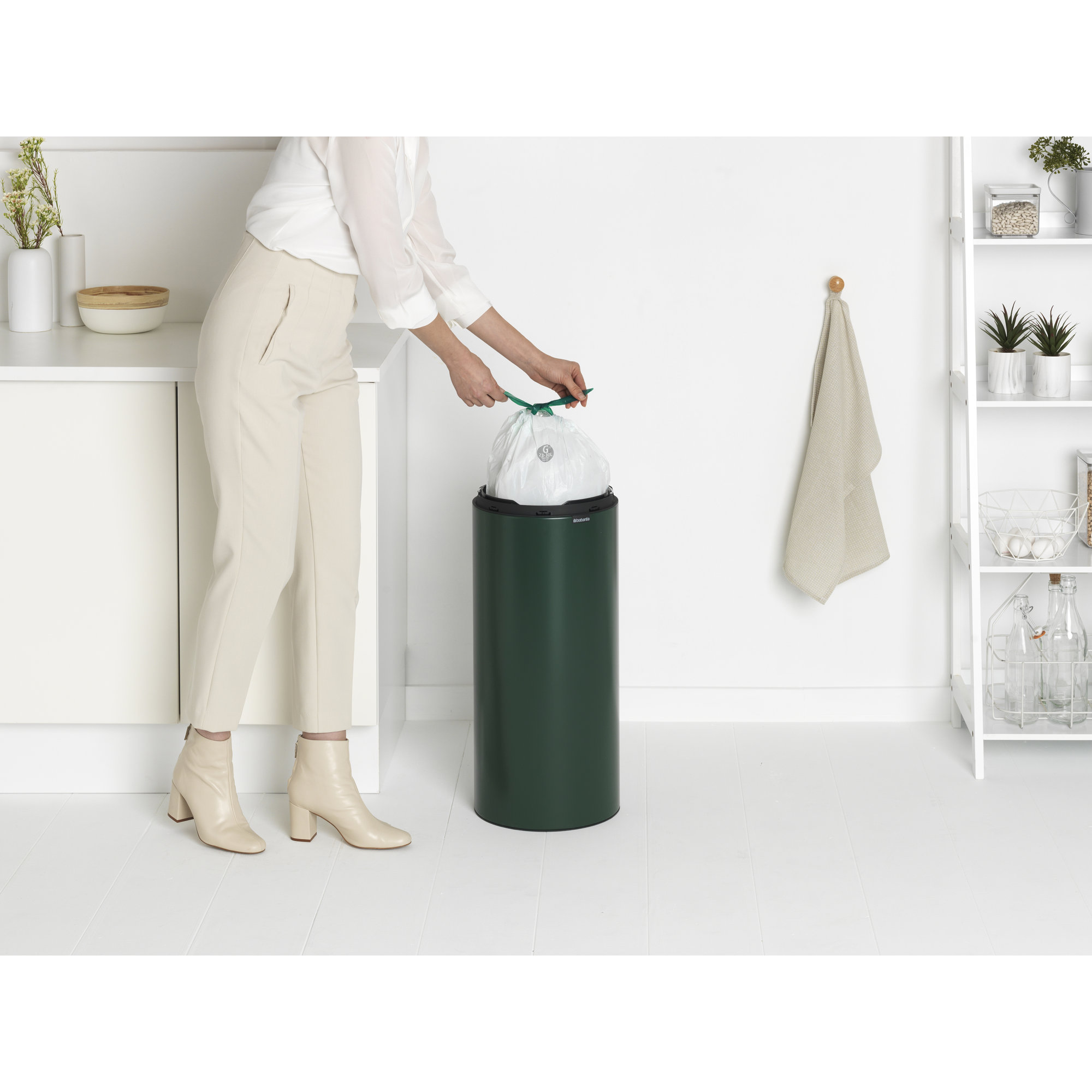 Brabantia 8 Gallon Touch Top Trash Can, Pine Green