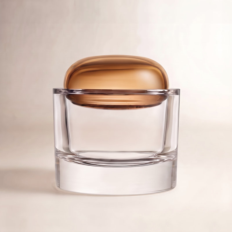 Ecrin Lead Free Crystal Jar, 7.2" H x 5.7" W x 5.7" D, Caramel