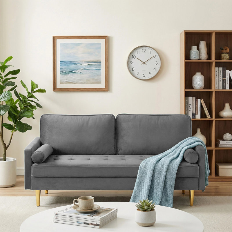 Canapé 67 po Mid Century Modern, Gris
