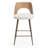 Set of 2 Bethan Beige Washed Boucle Fabric Counter Stool with White Washed Wood Back and Black Iron Legs-1400275945